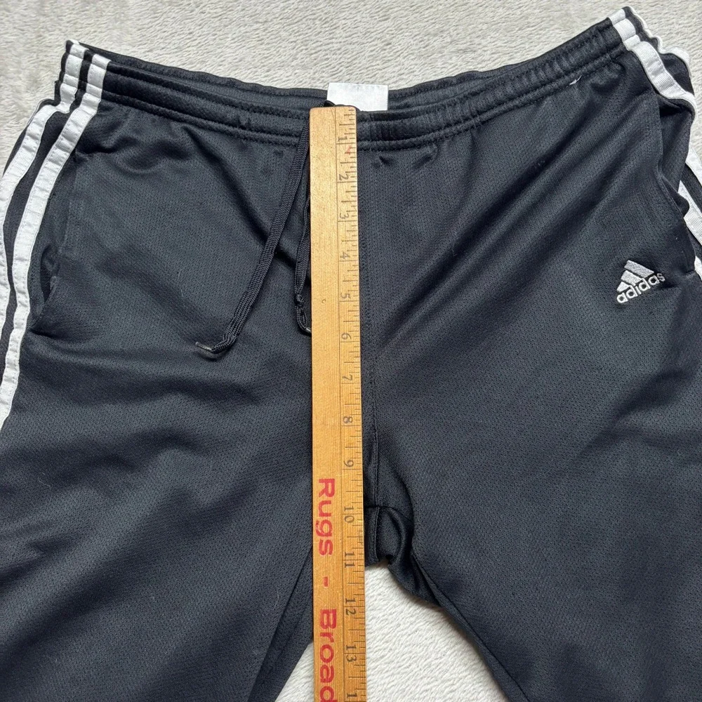 VTG Adidas 3-Stripe Track Pants Mens M Black White Mesh Lined A02001 Y2K Pockets